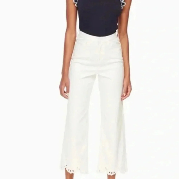 Kate Spade Broome Street White Wide Leg Jeans Size 32 - Picture 1 of 6
